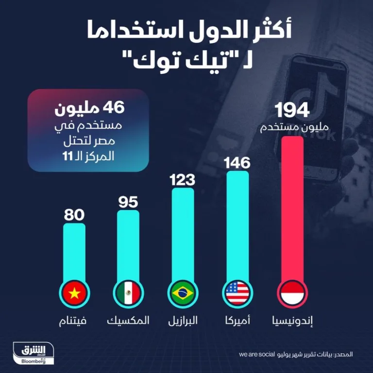 ما هي الدول الأكثر استخداماً لـ”تيك توك”؟